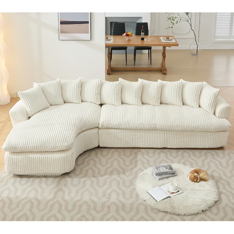 127" Large Sectional Sofa,Modular L Shaped Left Sofa,Corduroy Fabric