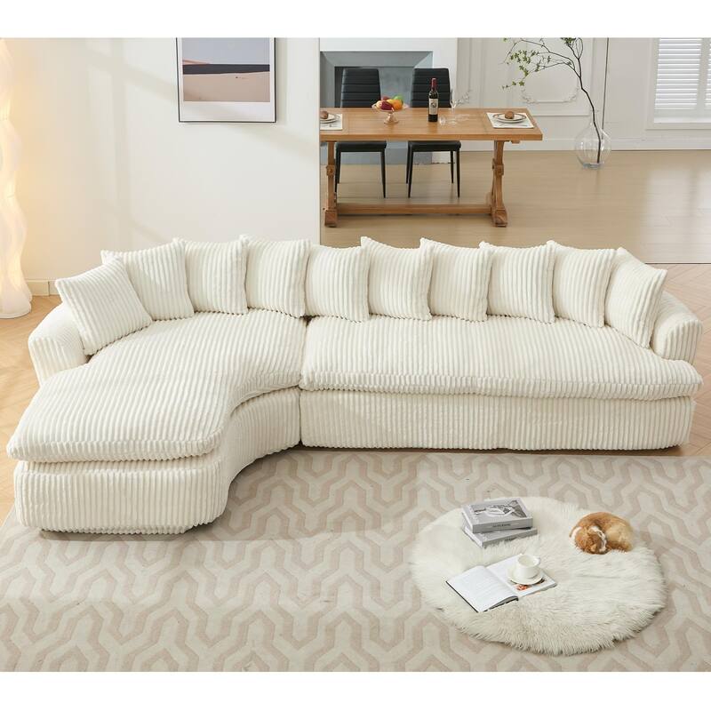 127" Modular Sectional Upholstered Sofa, L Shaped Couch with 10 Pillows, Modern Curved Couches with Left Chaise Lounge