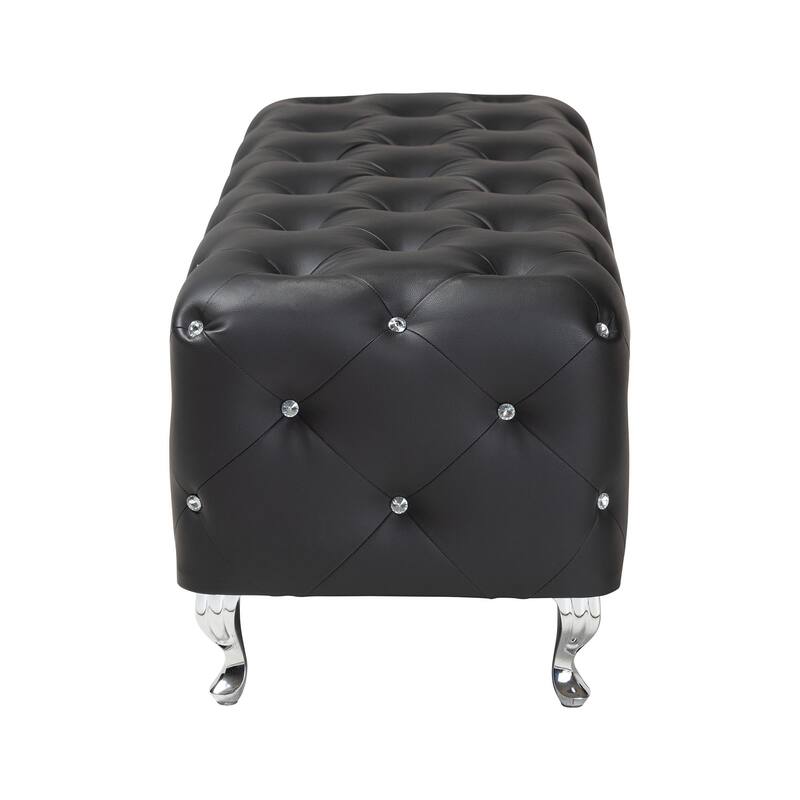 Silver Orchid Heston Crystal Tufted Modern Bench