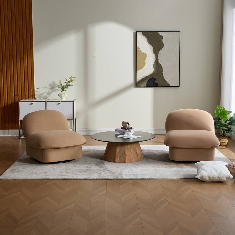 Pumpkin-Shaped Swivel Chair, 360-Degree Swivel Accent Chair for Living Room Bedroom Office