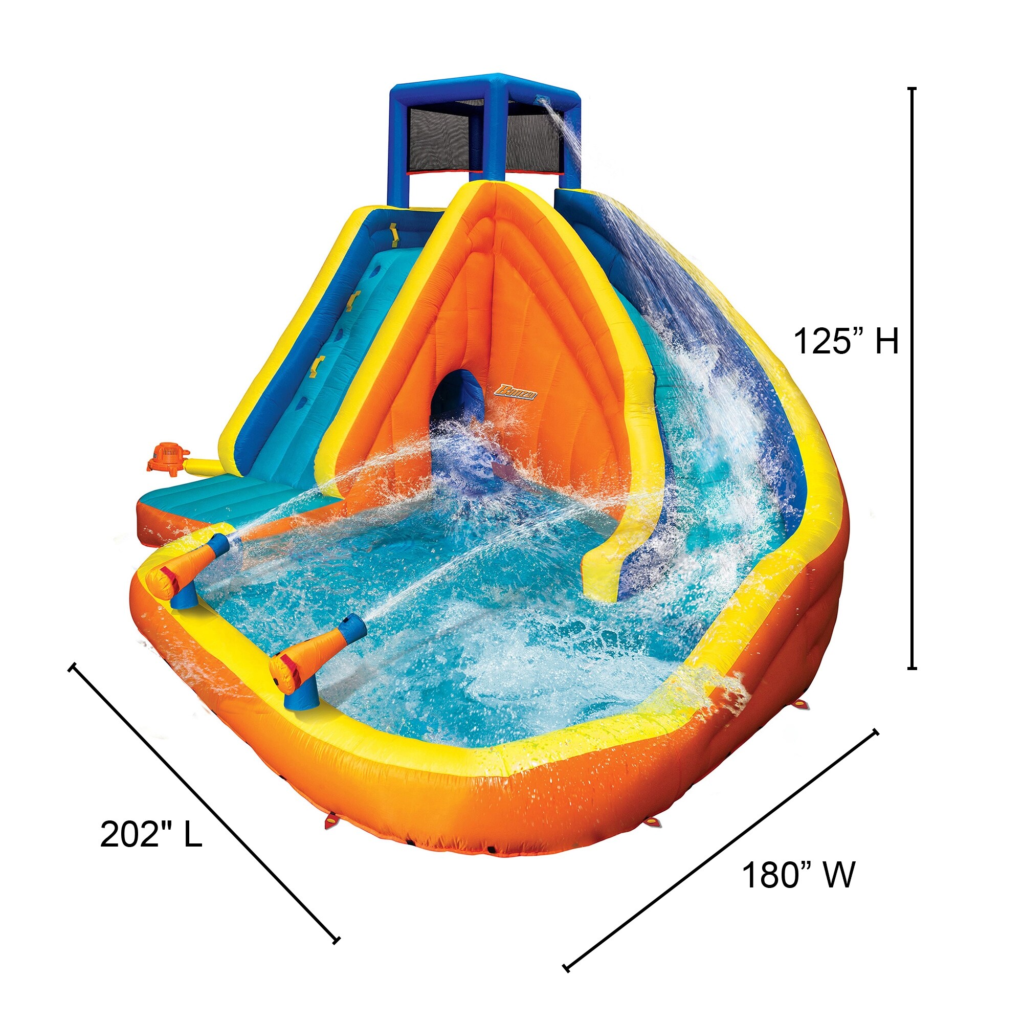 Banzai Sidewinder Falls Inflatable Water Park Pool with Slide and