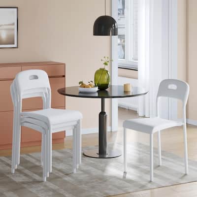 Stackable Modern Dining Chairs Plastic Kitchen Chairsw/ Metal Legs-Waterproof & Stain-Resistant