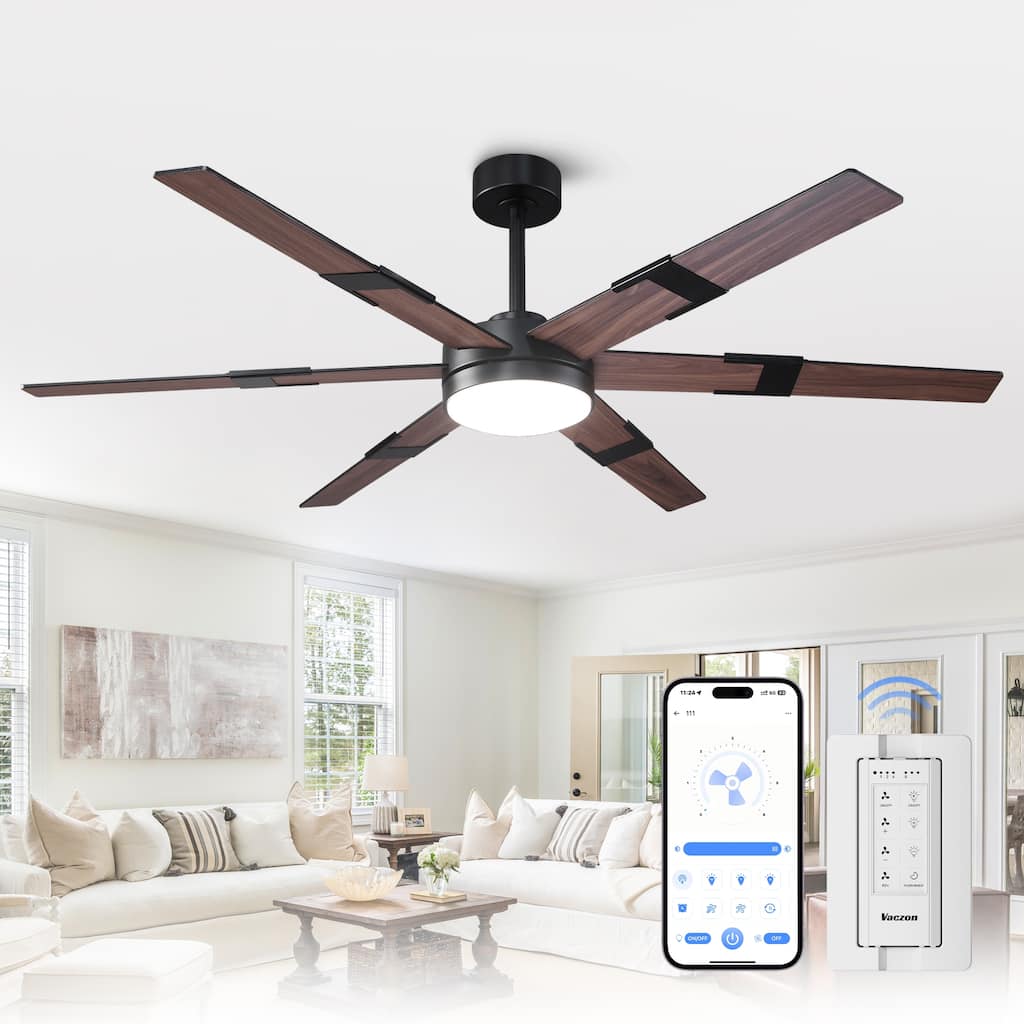 60 in.Smart Matte Black Integrated LED Dimmable Ceiling Fan with Light and Remote and APP Control