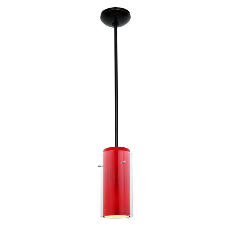 Access Lighting Glass n Glass Cylinder 1 Light LED Pendant - 5" Wide - Oil Rubbed Bronze