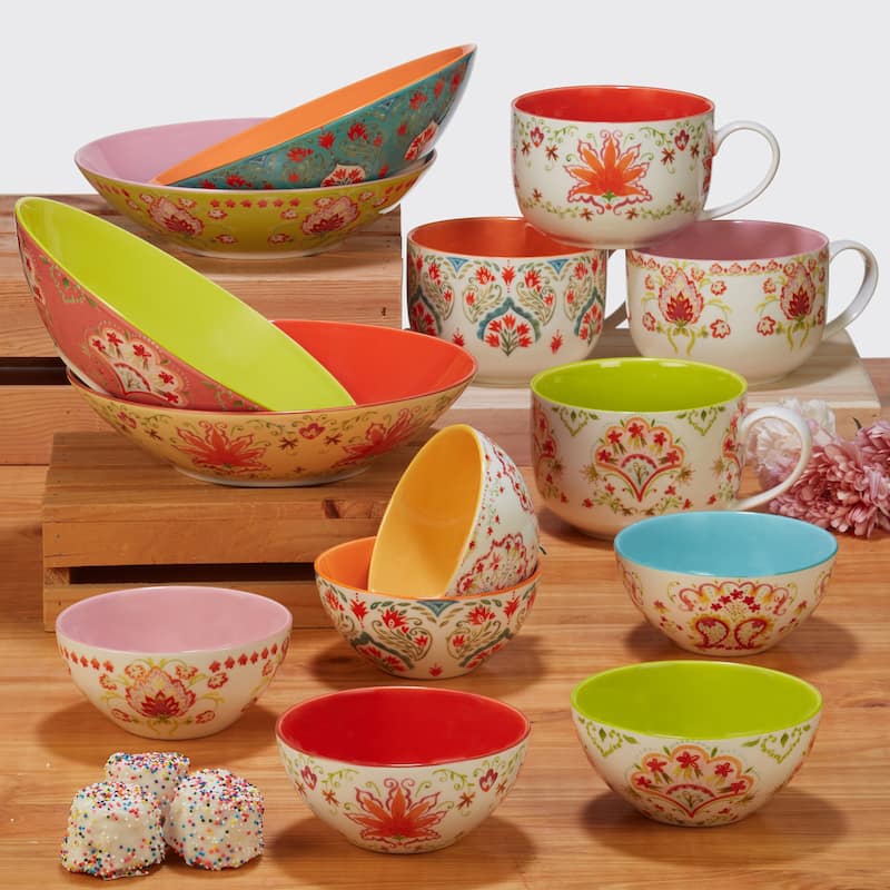 Certified International Francesca All Purpose 26 oz. Bowls, Set of 6 Assorted Designs - 6.25" Dia x 3"