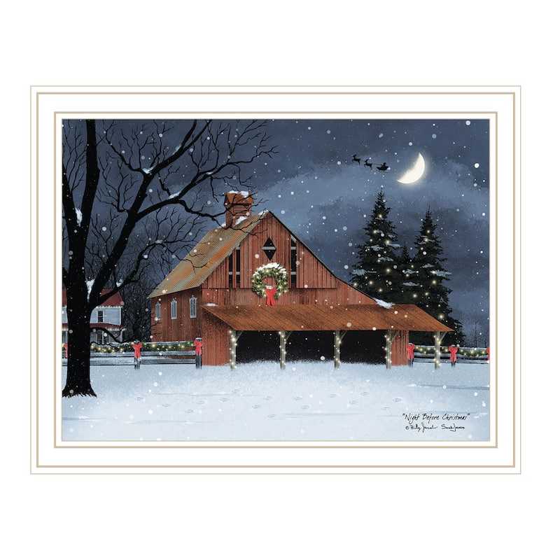 Framed Wall Art - Night Before Christmas, White Frame