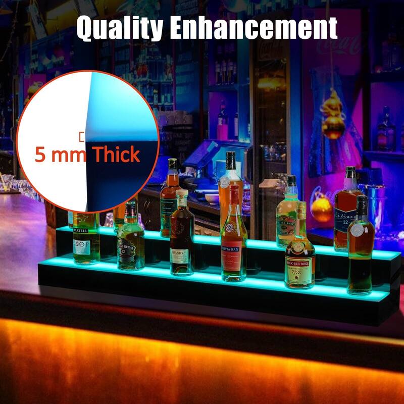 LED Light-Up Wine Bottle Display Rack, Wall-Mounted Acrylic
