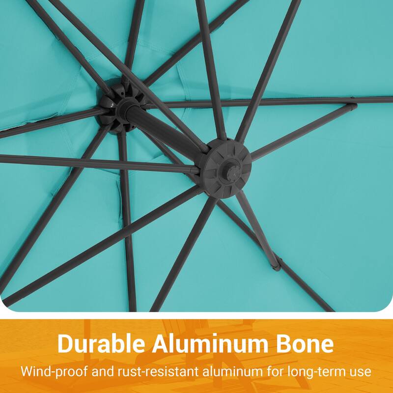 10 ft Steel Crank-lift Cantilever Umbrella With Weighted Base