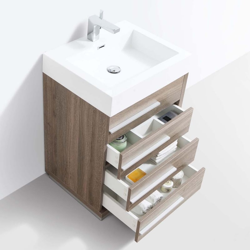 Blossom 24" All-Wood Vanity w/ Acrylic Sink & Mirror, Freestanding