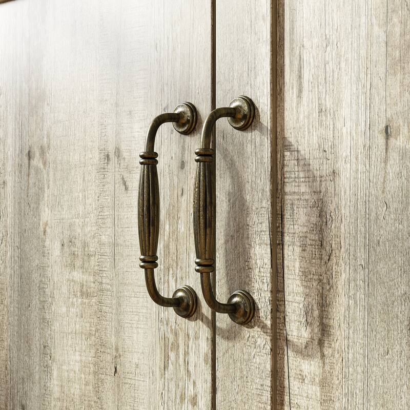 Coffee Bar Cabinet with Hutch and Storage Shelves Rustic Buffet Cabinet with 4 Doors for Kitchen or Dining Room