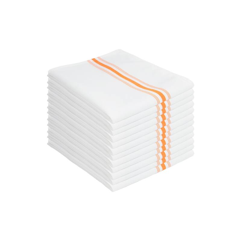 Arkwright Home 18x22 Inch Striped Bistro Napkins - Pack of 12 - Orange