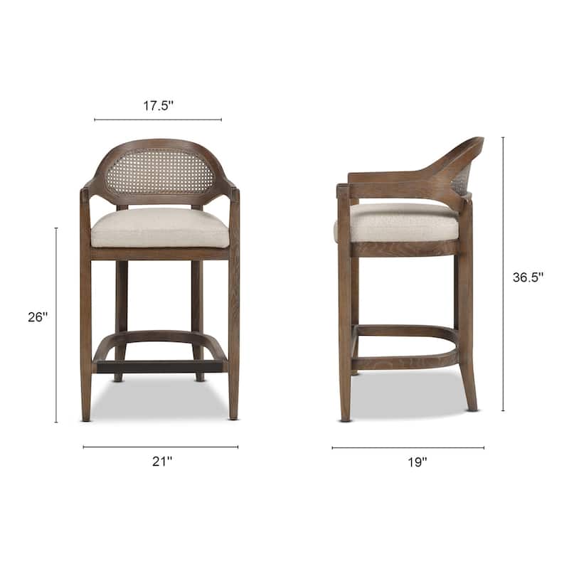 Americana Mid-Century Modern Rattan Cane Back Counter and Bar Stool