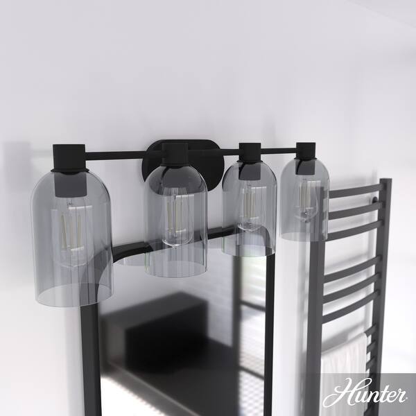 slide 2 of 15, Hunter Lochemeade 4-Light Vanity Wall Light, Damp-Rated - Bathroom, Laundry - Modern Farmhouse, Contemporary, Industrial Natural Iron