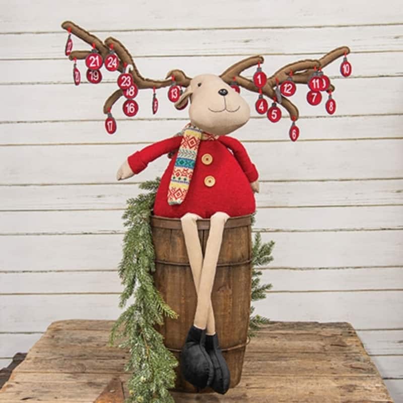 Plush Reindeer Christmas Countdown Calendar Decoration - 13.50" x 8.50" x 47.25"