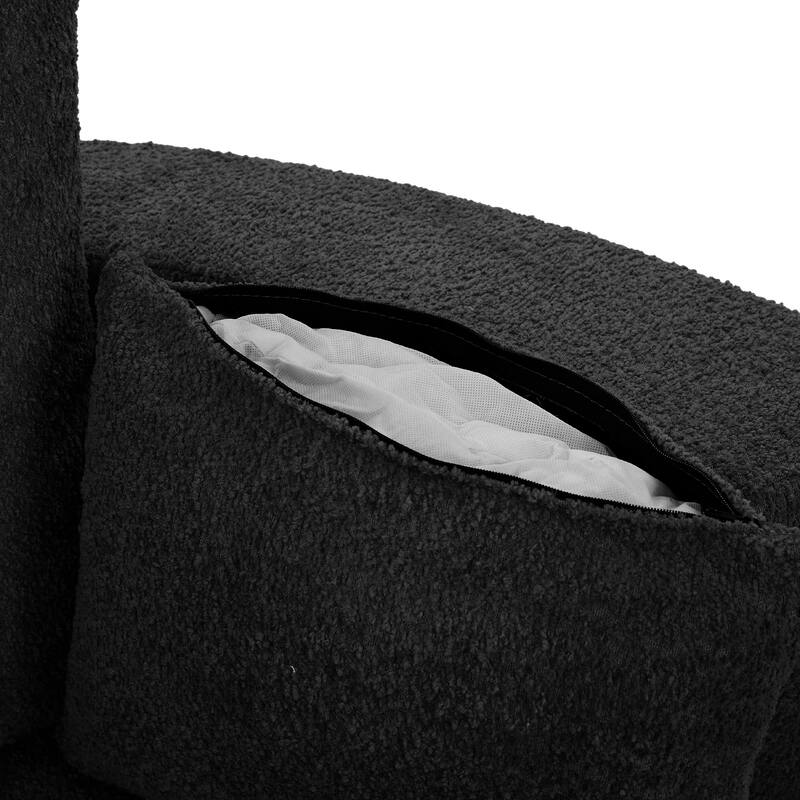 Chenille 360° Swivel Barrel Chair with 3 Removable Pillows