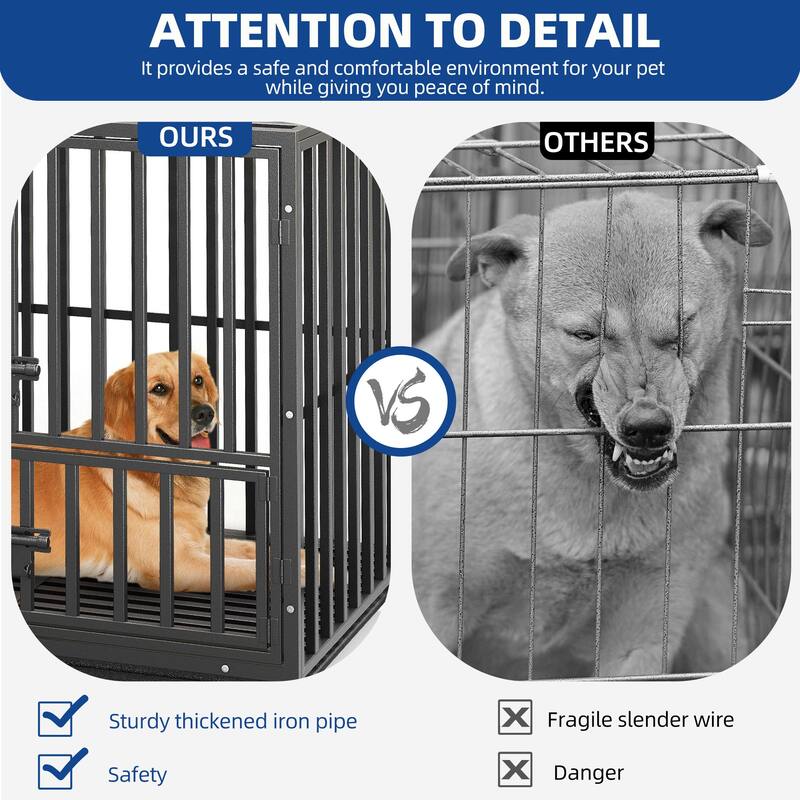 Moasis Heavy Duty Indestructible Dog Crate with Lockable Door and Wheels