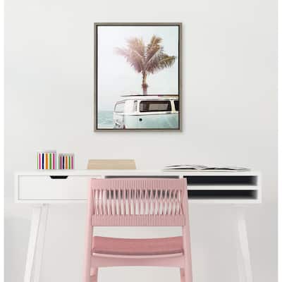 Kate and Laurel Sylvie Blue Beach Van Framed Canvas By Amy Peterson