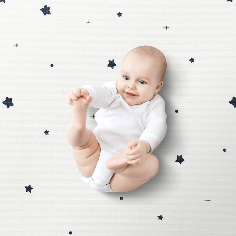 White TPU Baby Play Mat with 0.6 inches Padding and Anti-Slip Sides - 79” L x 55” W
