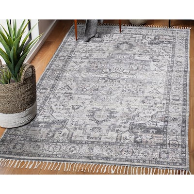 Carson Carrington Lugnslaven Grey/Pink Jute Blend Flatweave Area Rug