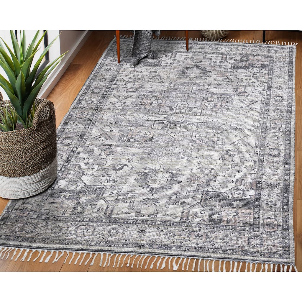 Carson Carrington Lugnslaven Grey/Pink Jute Blend Flatweave Area Rug