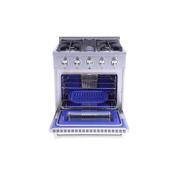 Shop Thor Kitchen Hrg3080u 30 Wide 4 2 Cu Ft Capacity Freestanding Gas Range With Automatic Re Ignition System Stainless Steel Overstock 20543292