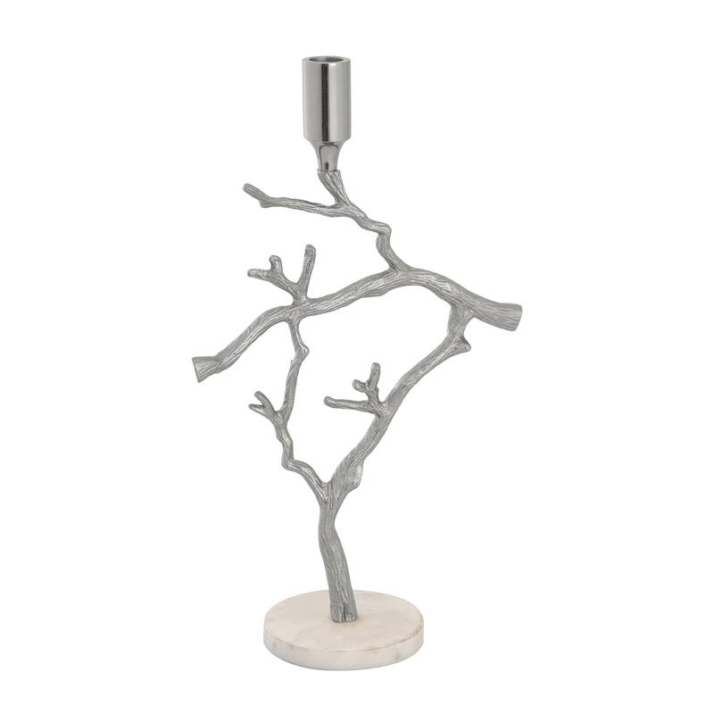 Elk Home Branch Nickel Metal 10 Inch Wide Candleholder