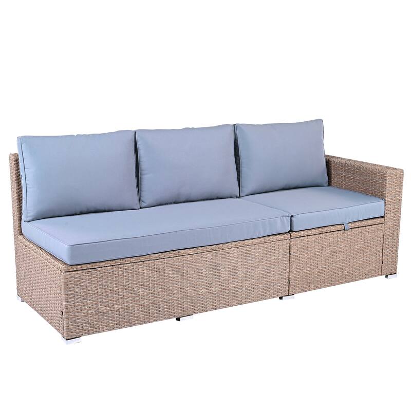 Outdoor 6-Piece Rattan Modular Sectional Sofa Set with Storage & Dining Table