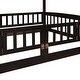 preview thumbnail 42 of 42, Full Over Full Wooden Bunk Bed,Low Bunk Bed with Built-In Ladders and Slides
