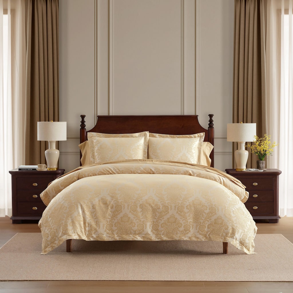 Martha By Martha Stewart Vintage Damask Beige Cotton Duvet Cover Set