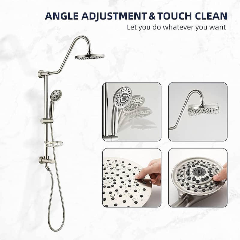 YASINU Wall-Mounted Rain Shower System with 5-Function Handheld Shower