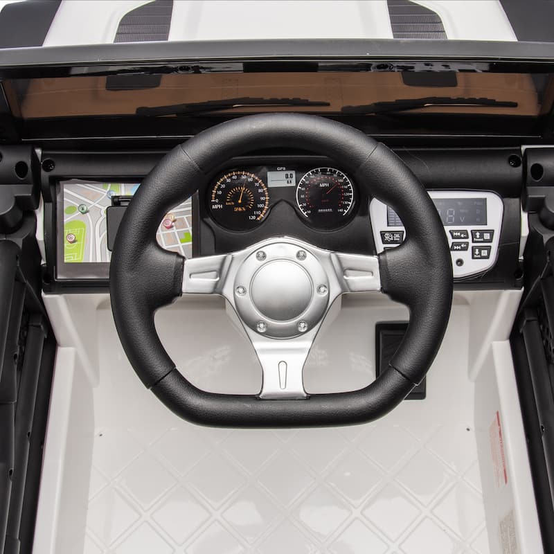 Kids Ride-On Car Electric Car Off-Road Toy Car White Engineering Car