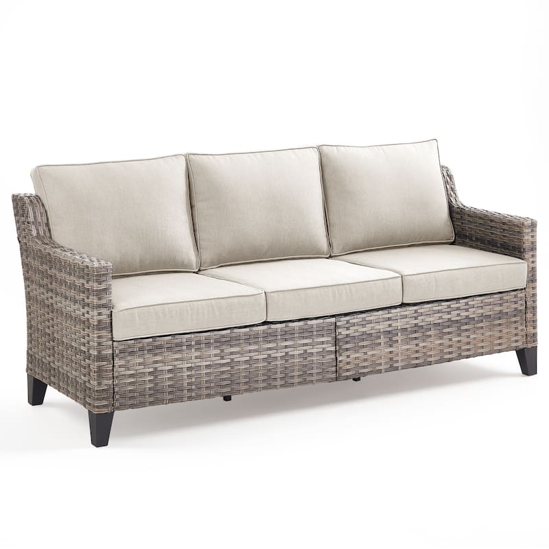 Pocassy Outdoor Patio Furniture Wicker Sofa Swivel Chair Set