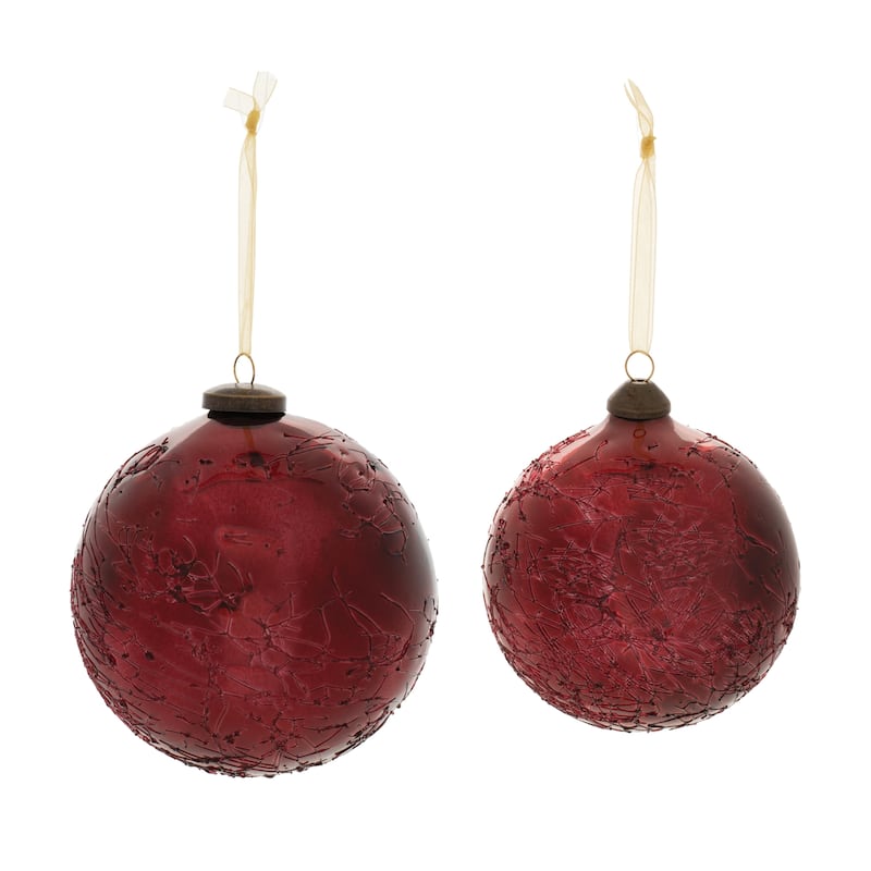 Crackled Glass Ball Ornament (Set of 4) - N/A