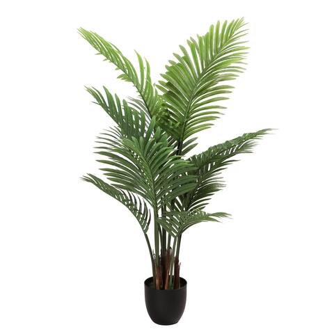 4' Artificial Areca Palm Tree with 12 Leaves in Black Plastic Pot