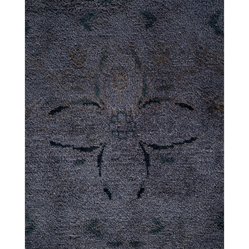 Overton Hand Knotted Wool Vintage Inspired Modern Contemporary Overdyed Gray Area Rug - 9' 2" x 12' 6"