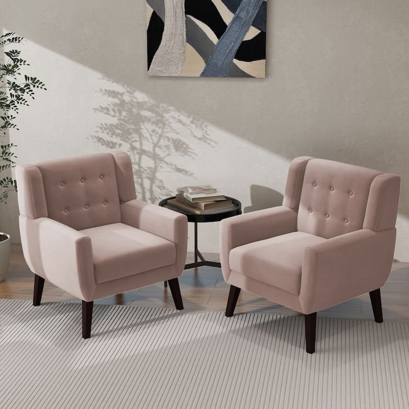2 Set Modern Accent Chair Velvet Armchair