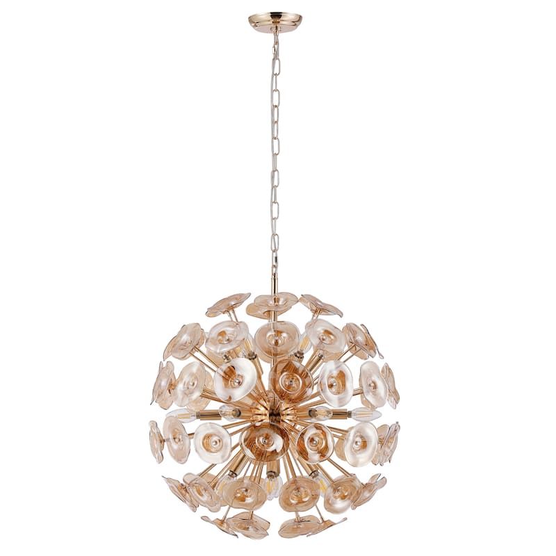 18-Light 24" Wide Elegant Stamen Disco Sputnik Gold Chandelier