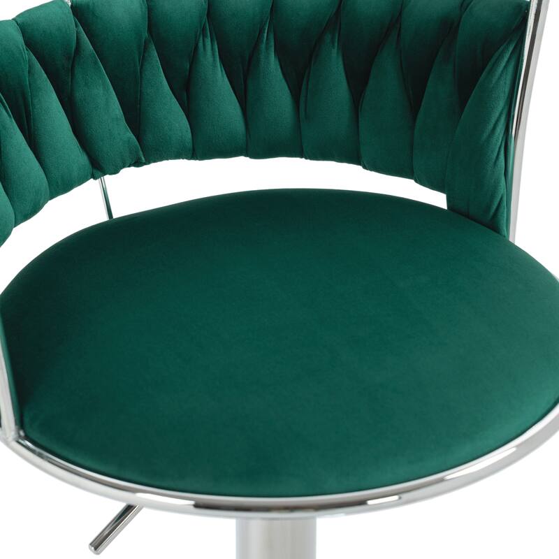 Modern Velvet Adjustable Swivel Bar Stools Set of 2