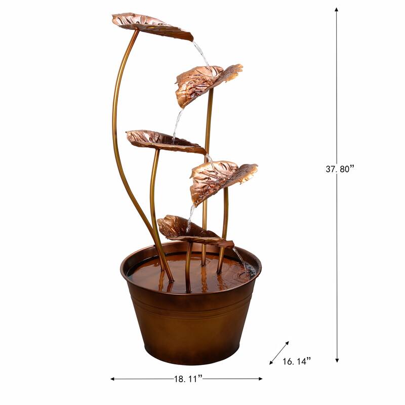 5-Tier Cascading Leaves Outdoor Garden Water Fountain - 37.75"