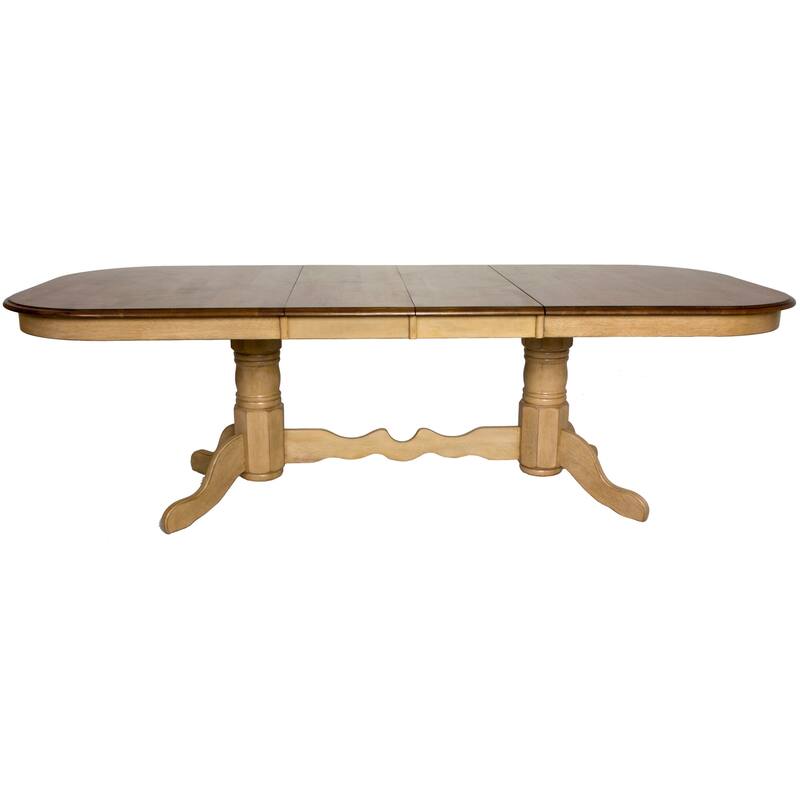 Extendable Dining Set 96" Oval Table, 7 Piece Dining Room Set, Seats 10, Coastal Style