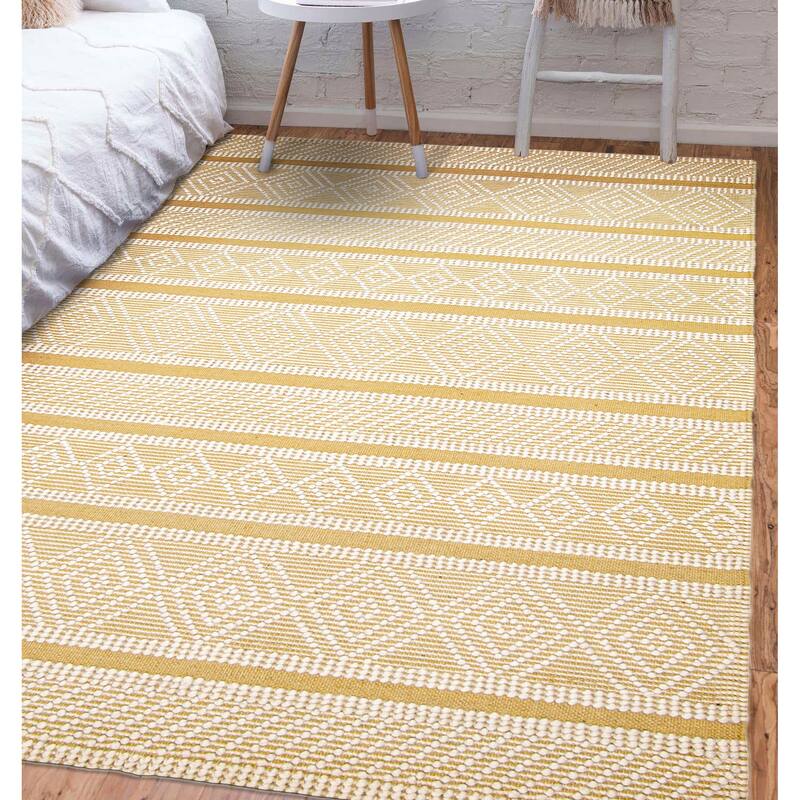 ECARPETGALLERY Braid weave Sienna Cream Wool Rug - 5'2 x 8'1
