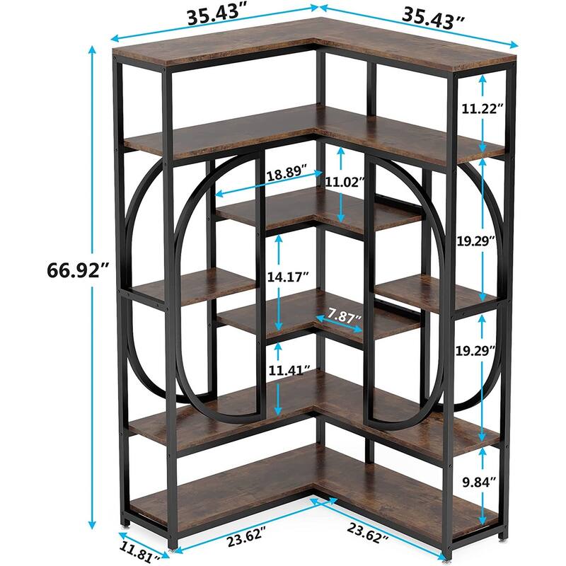 L-Shaped Corner Tall Bookshelf Bookcase for Living Room