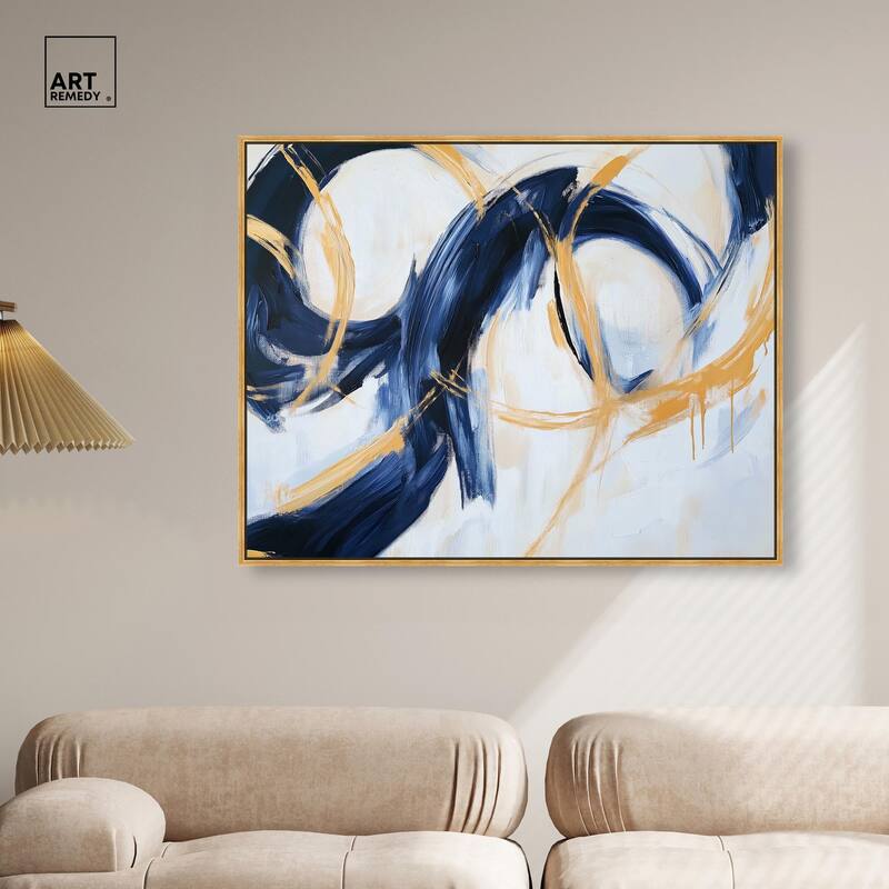 Navy and Gold Rings I Canvas by Art Remedy