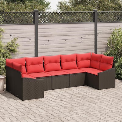 vidaXL 7 Piece Garden Sofa Set with Cushions - 113.8×48.6×27.2