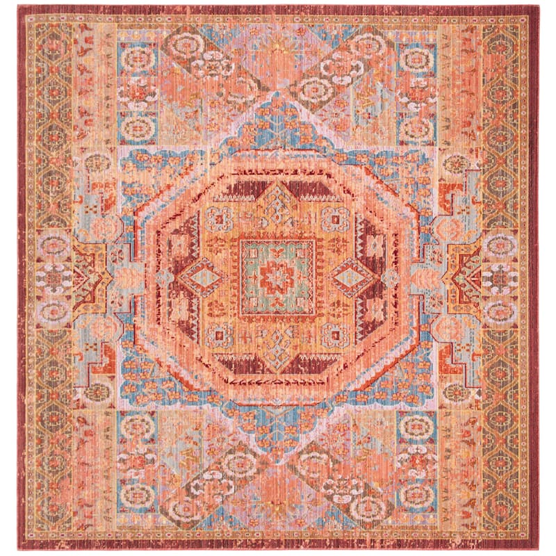 SAFAVIEH Valencia Liza Boho Oriental Distressed Rug - 6'7" Square - Multi