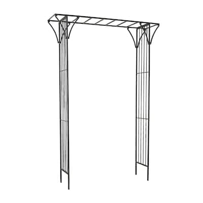 Metal Indoor Outdoor Garden Arbor with Lattice Work Sides - Black - Roche River Decor