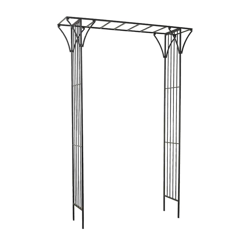 Metal Indoor Outdoor Garden Arbor with Lattice Work Sides - Black - Roche River Decor