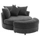 preview thumbnail 37 of 57, Roomfitters Modern 360° Swivel Barrel Chair with Hidden Storage Ottoman, Chenille Upholstery and Four Pillows
