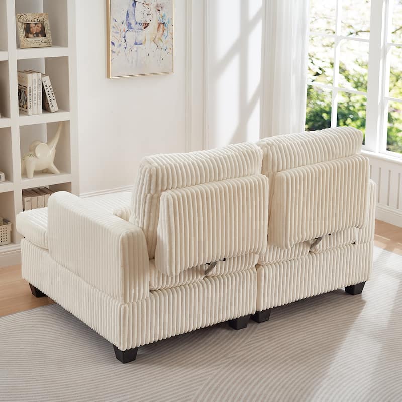 Chaise Lounge Sofa Chair, Loveseat with Adjustable Backrest, Convertible 2-Seater Sectional Sofa Chair