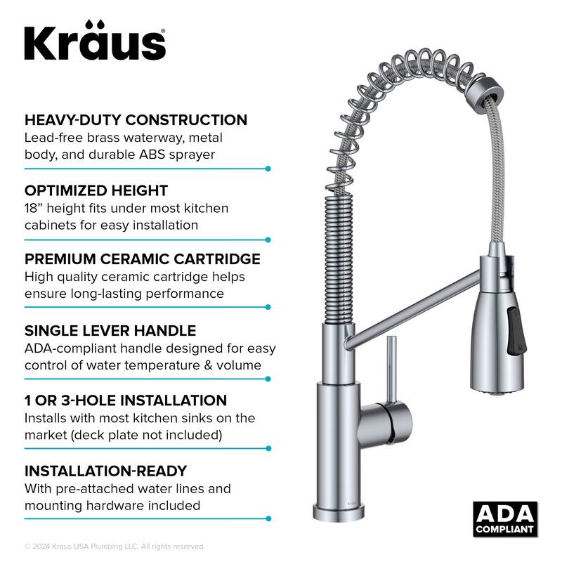Kraus KPF-1617 Coda 1.8 GPM Single Hole Pre-Rinse Kitchen Faucet